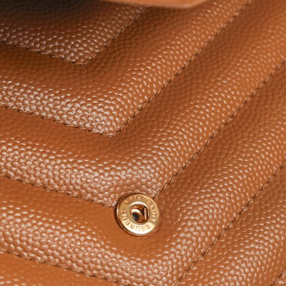 Saint Laurent Dark Natural Grain de Poudre Chevron Matelasse YSL Cassandre Flap - Picture 10 of 13